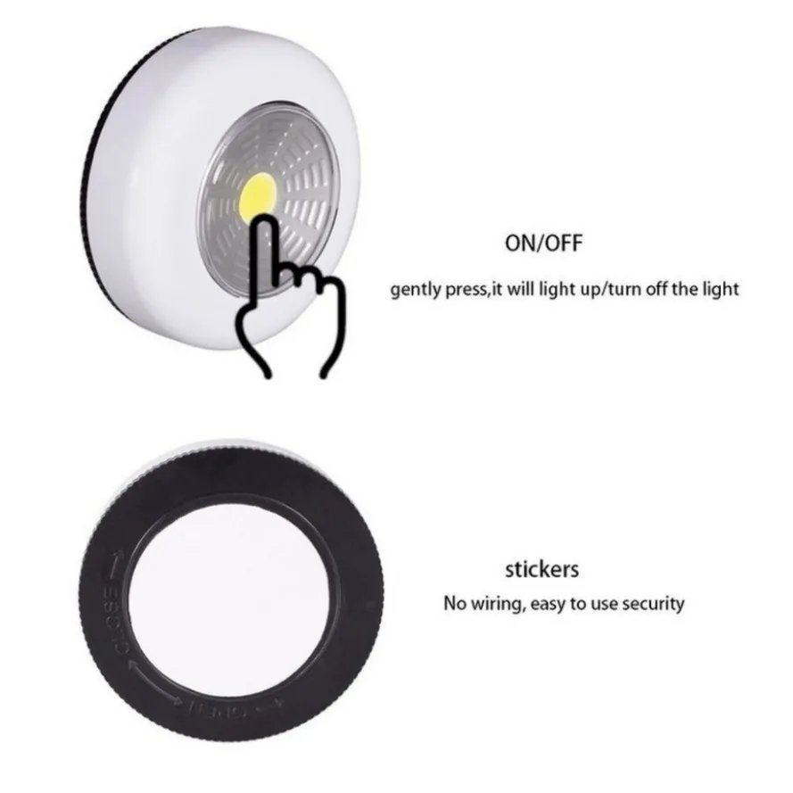 HHLZYH COB LED Night Light Under Cabinet Light With Adhesive Sticker Wireless Wall Lamp Wardrobe Cupboard Closet Bedroom Kitchen