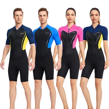 남녀공용 신상 네오프렌 잠수복, 원피스 반팔, 빠른 건조 서핑 슈트, 해변 수영, 스쿠버 다이빙 슈트, 1.5mm