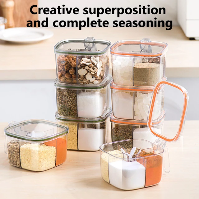 5 Compartment Seasoning Box Clear Spice Jars Spice Containers Moisture  Proof Spice Bottles With Lid Kitchen Seasoning Containers - AliExpress