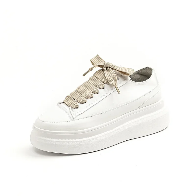Silk Thick Soled Small White Shoes for Women 2024 Summer Thin Lace-up Increase Spanish Small Canvas Shoes Platform Single Shoes