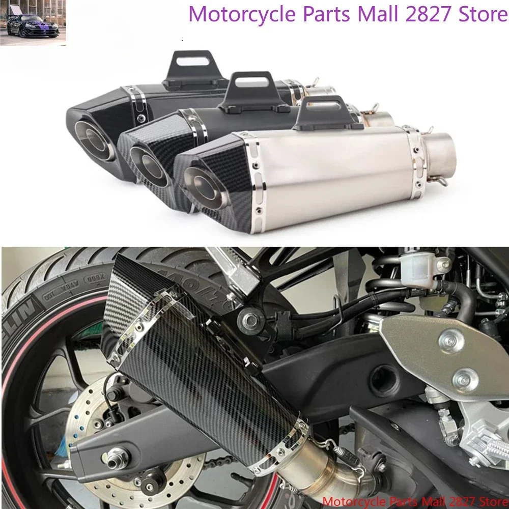 51MM Hexagonal Motorcycle Exhaust Pipe Escape With DB Killer Muffler AK Stickers For Z900 GSXR1000 SV650 R6 R3 ZX6R ZX10 K7 MT07
