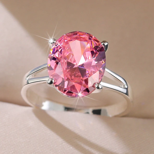 Sweet Romantic Pink Rings for women Crystal Zirconia Engagement