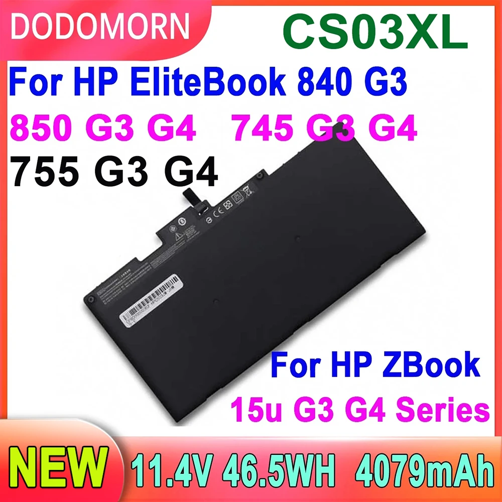 Bateria do Portátil Dododomorn para hp Elitebook Cs03xl Cs03 Cs03 Alta Qualidade 745 755 840 848 850 g3 g4 Series 46.5wh 4079mah