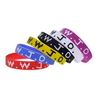 1PC/6PCS WWJD Silicone Bracelet 1/2 Inch Wide Christian Bangle Jelly Color 1