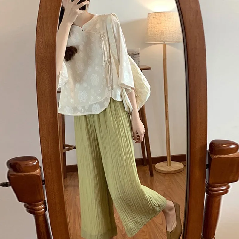 임신 한 여성 여름 통기성 의류 정장 출산 패션 새로운 중국어 짧은 소매 탑 느..