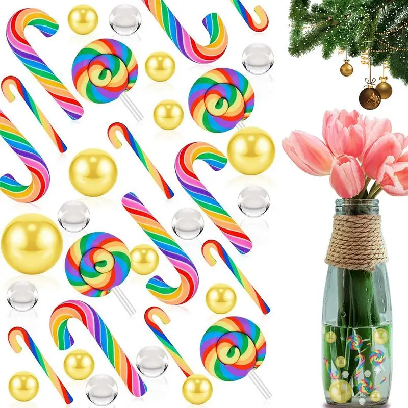 

Рождественский наполнитель для вазы, портативный жемчуг Candyland, прозрачный гель, многофункциональный декоративный шарик для рождественских украшений для дома