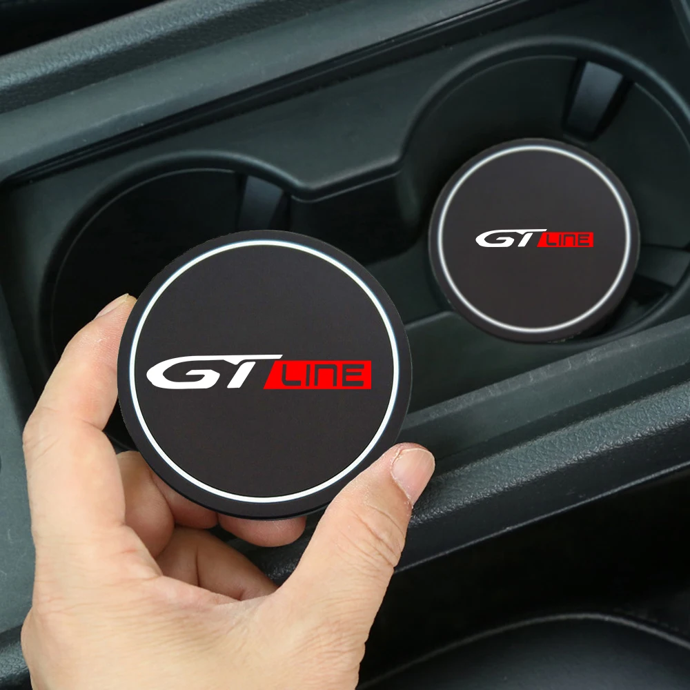 2Pcs Car Coaster Pads Water Cup Slots Non-Slip Mat Waterproof Water Cup Mat Drink Pad for Peugeot GT Line GTI 206 207 307 308 408 cup holder coasters,car coaster pads