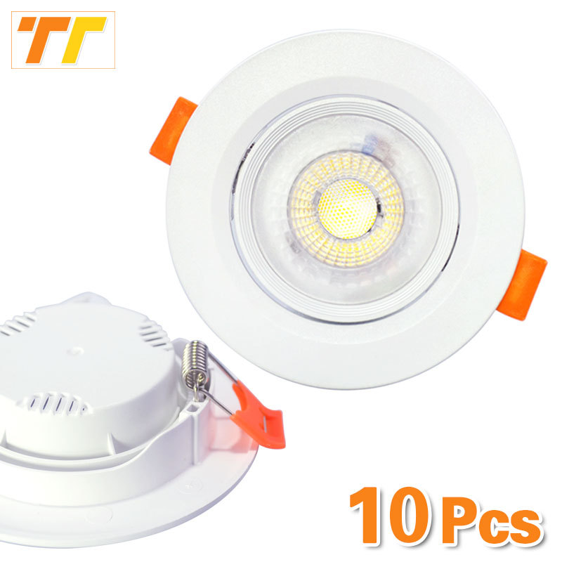 10Pcs LED Downlights 7W 9W Spot Lights 5W 12W 3W AC220V 110V COB Chip Recessed Ceiling Lamps For Home Illumination