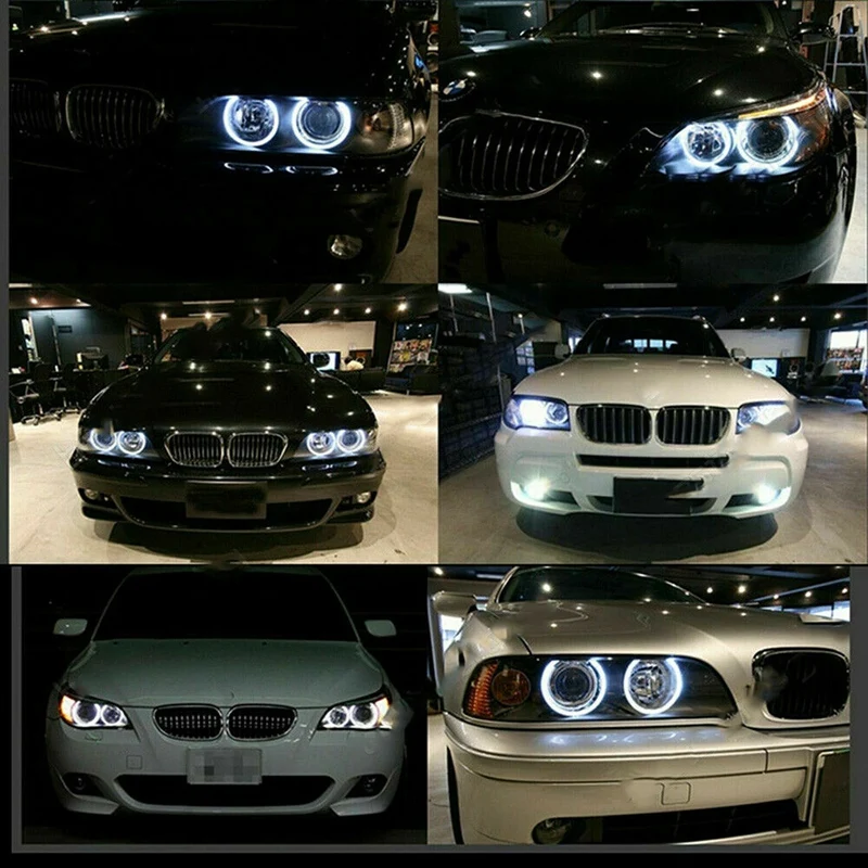 자동차 헤일로 엔젤 아이즈 LED 라이트, H8 6W 백색 전구, BMW E90 E92 E93 E89 E60 E70, 1 세트
