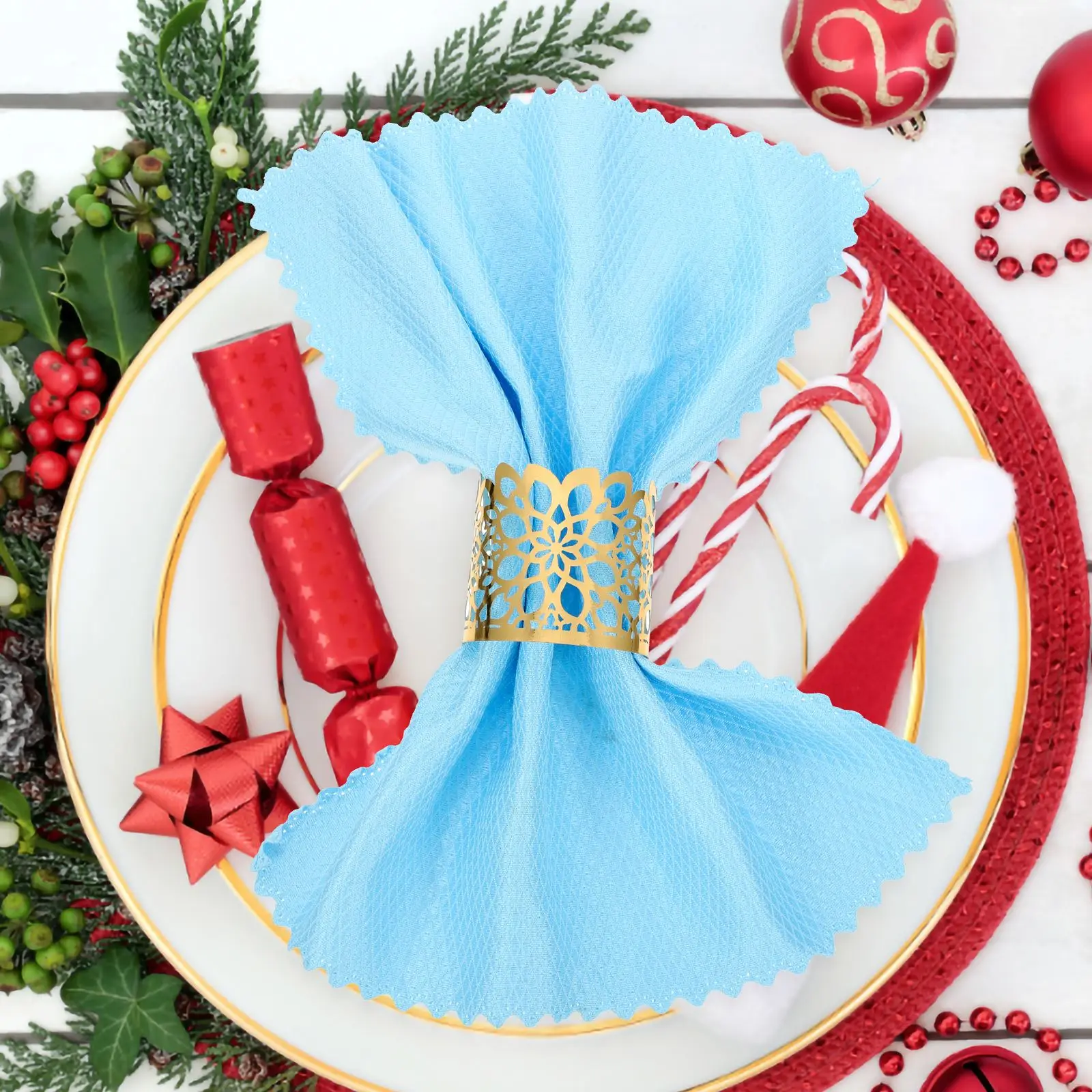 Lace Flower Cut Paper Rings Napkin Holders 50pcs Disposable Serviette Ring Wedding Christmas Party Dinner Table Decoration