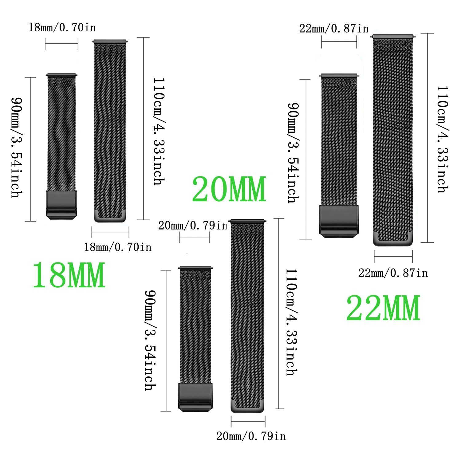Quick Release Universal Milanese Stainless Steel Watchband Strap Bracelet