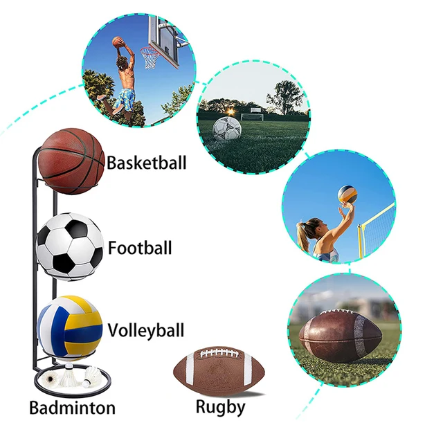 Labdaktároló Állvány Kosárlabda Tároló Csavarmentes Hordozható Kültéri Labdarúgó-Összeállítás Röplabda Tartóhely - Image 5