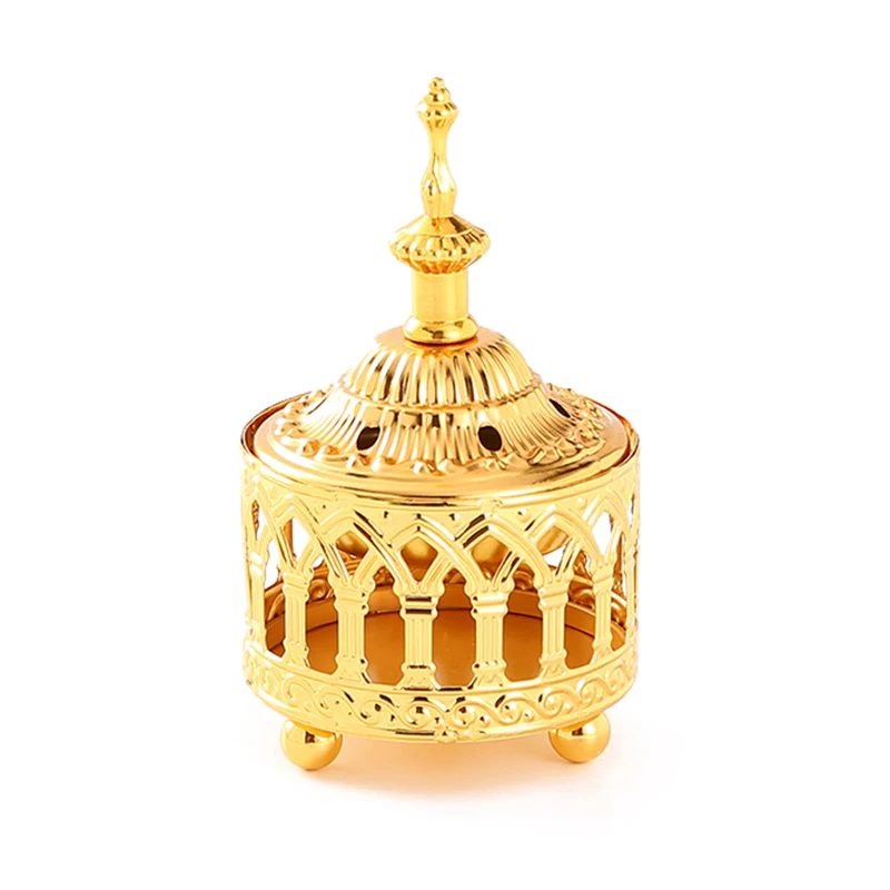 

Hot Sale Creative Light Luxury Metal Hollow Incense Burner Ornament Gold Metal Craft Arabian Incense Burner Candles Holder