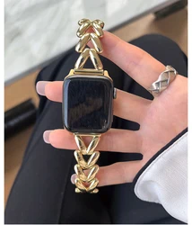 Starlight Metal Lady Strap - Elegant Zinc Alloy Watch Band - 42 44 45mm (Gold)