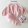 Girls Korean version Spring New Long Sleeve Clothes Set Baby Girls Bow patchwork pure cotton Casual 2pcs Suit Kids Sports Outfit 1