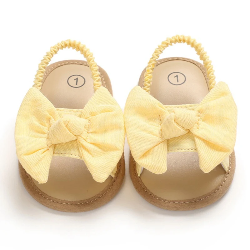 Baby Girls Summer Sandals with Bow Soft Sole Newborn Toddler First Walker Crib Dress Shoes 1