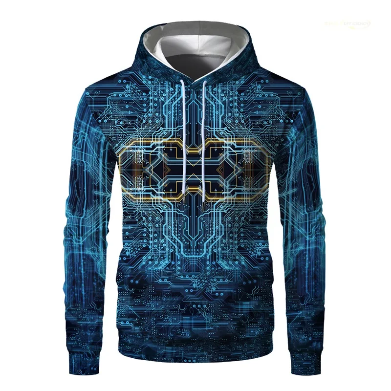 Sudadera con capucha con gráfico de chip electrónico para hombre, sudadera con estampado 3D de placa de circuito de CPU, sudadera divertida, sudaderas con capucha, ropa de calle