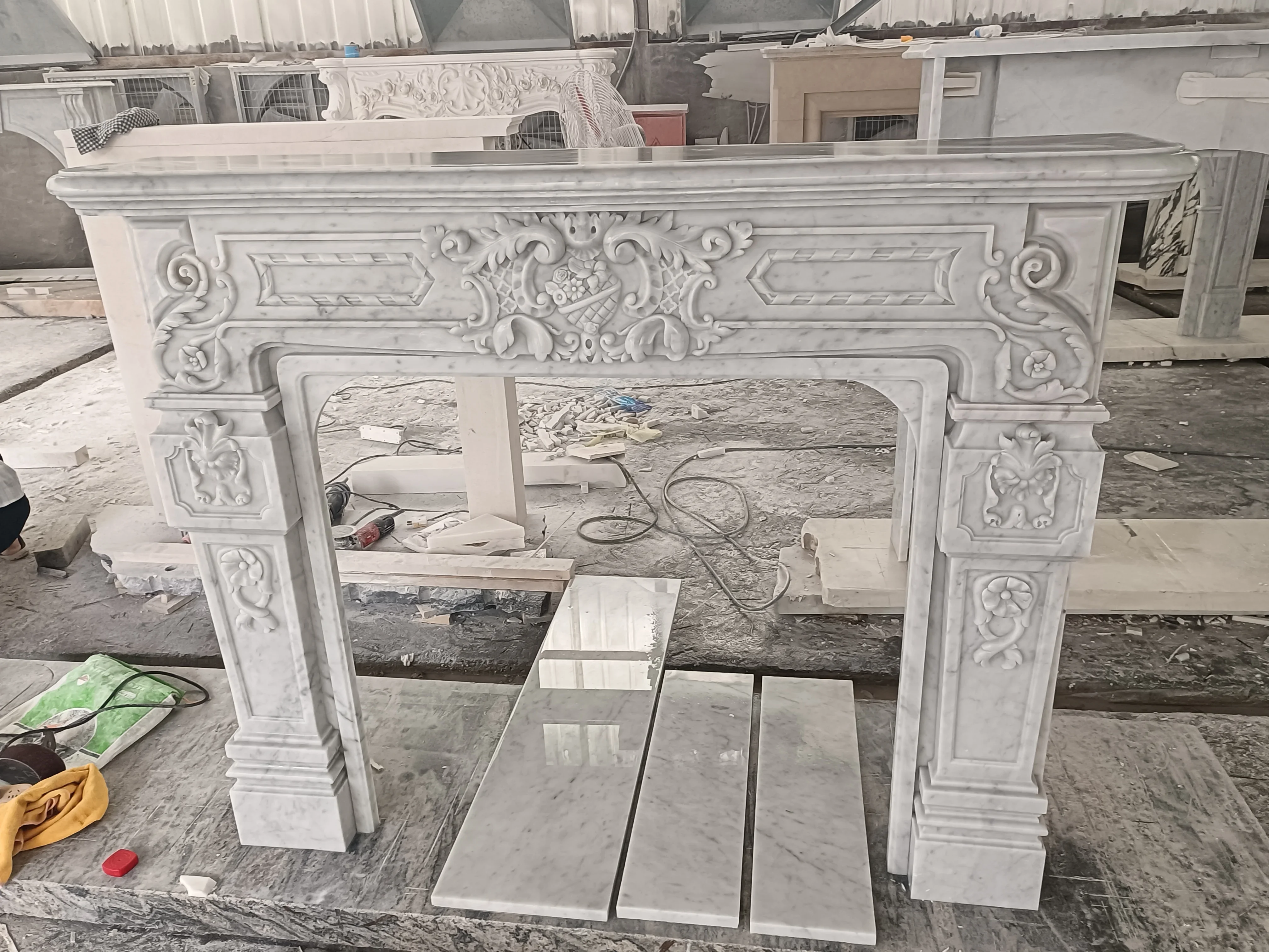 Hand Carved Decorative Fireplace, marble material,Customed Designs,Household and commercial appliances