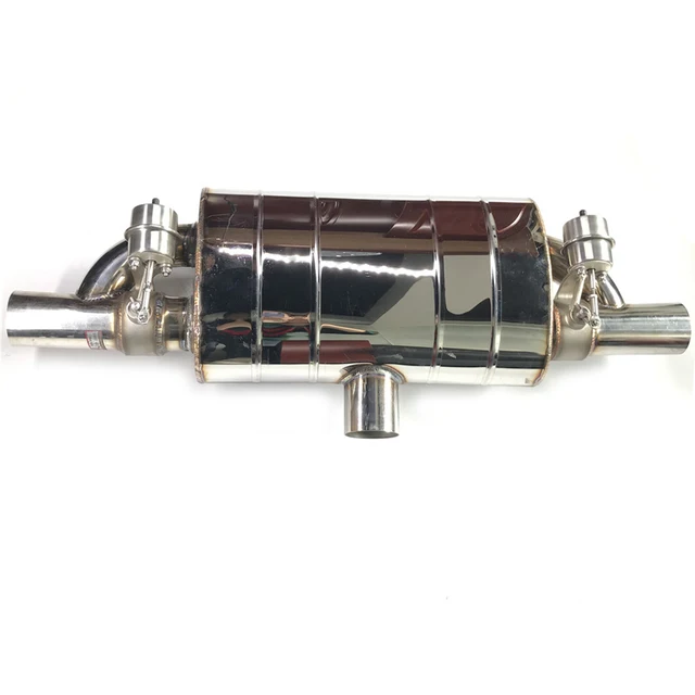 Exhaust Remote Control T Style Valve Muffller 1 Inlet to 2 outlet 2 Valve Stainless Steel