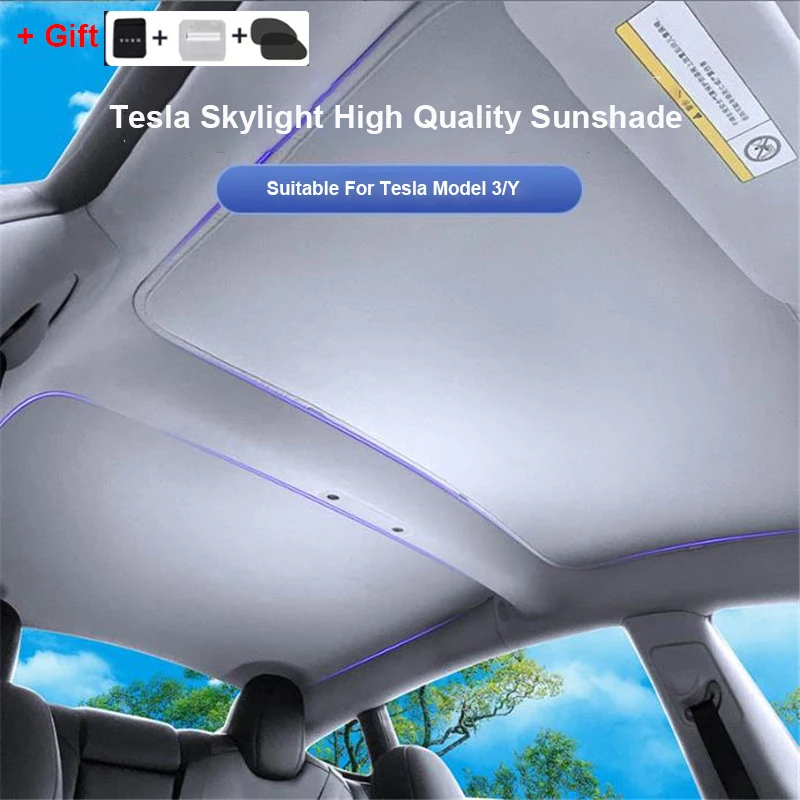 

Split Type Sunshade For Tesla Model 3/Y Sunroof Blind Sunshade Heat Insulation Front Rear Sunroof Windshield Sun Visor With Gift
