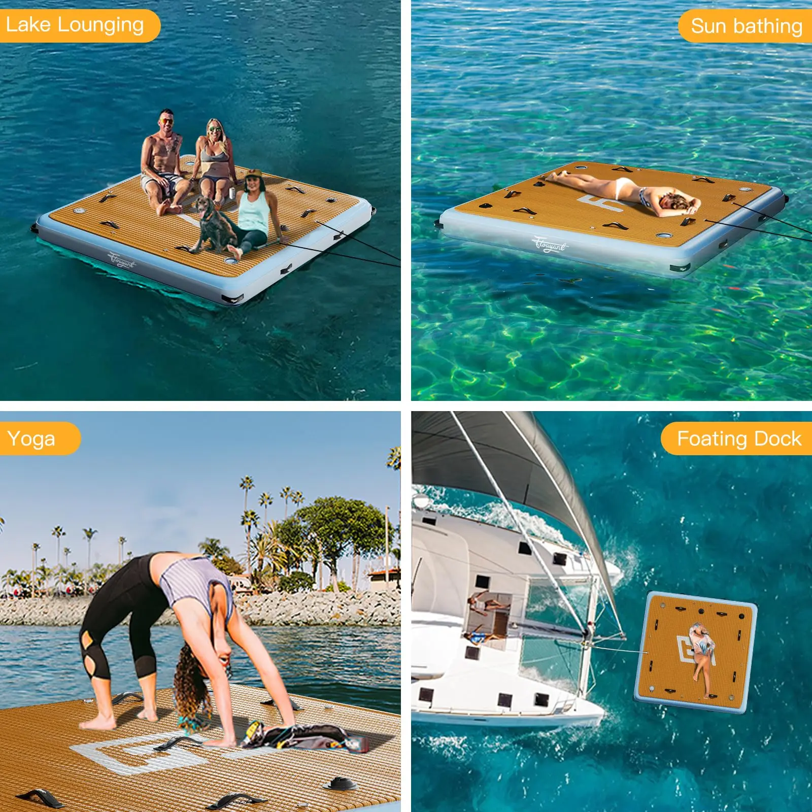 7FT Inflatable Dock Platform Lake Float for Adults Water Swim Dock with Cup Holder & Camera Stand Floating for Pool Lake
