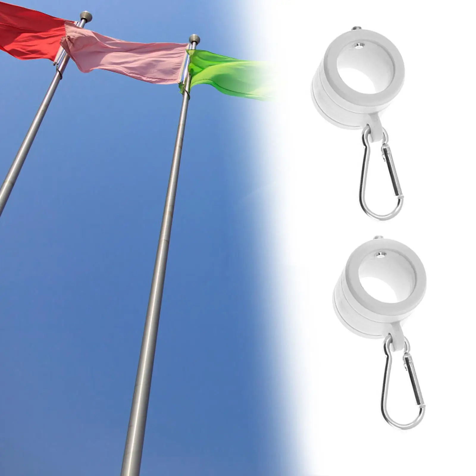 2x Flag Pole Clips Swivels for 1.02-1'' Flag Pole Flagpole Hardware Mounting Ring Rotating Rings Strong Durable