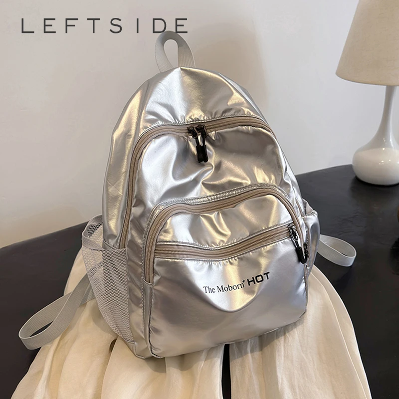 

Дизайнерские женские водонепроницаемые нейлоновые рюкзаки, лето 2024, Модный корейский женский рюкзак Y2K, серебристые дорожные рюкзаки для студентов