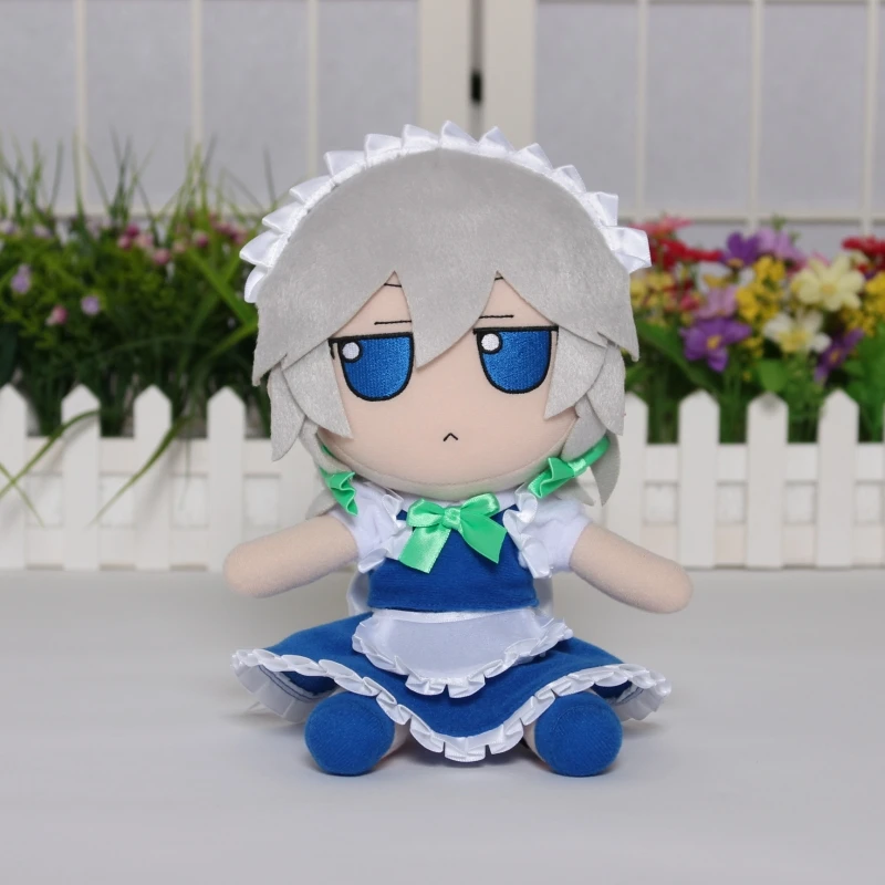 

Anime TouHou Project Izayoi Sakuya Cute Doll Plush Stuffed Throw Pillow Kawaii Sitting Boy Girl Cosplay Xmas Gifts