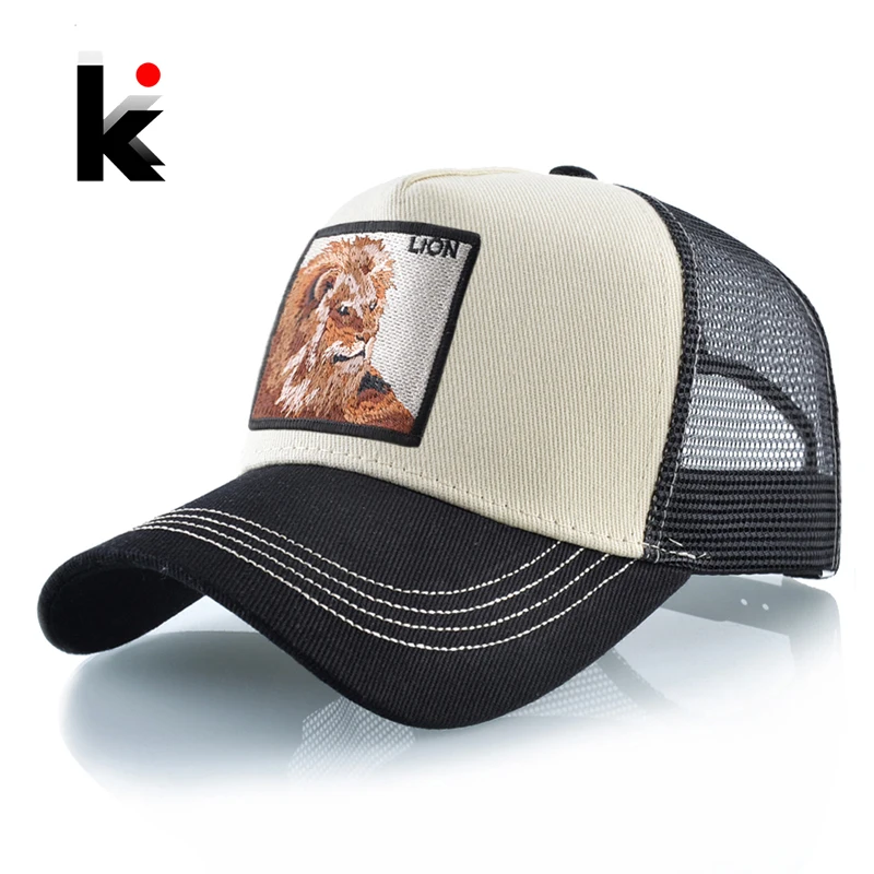 Baseball Cap With Lion Embroidery Snapback Streetwear For Men Women_voghion.com