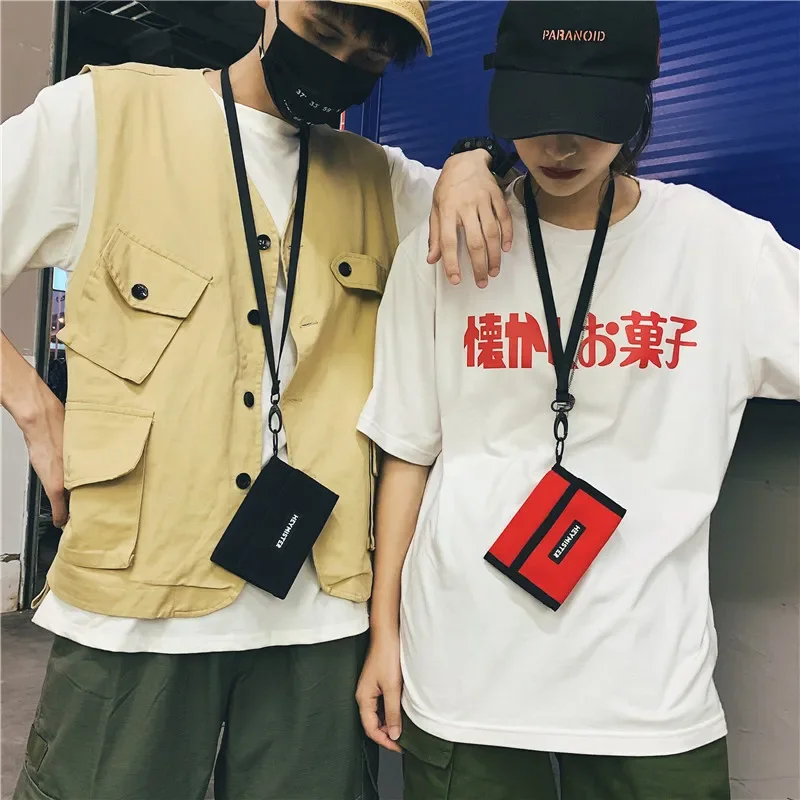 Oxford Trifold Wallets For Shoulder Sling Wallets Youth Men Women Short-style Hasp Card Purse Girls Boys Hasp Card Case Holder