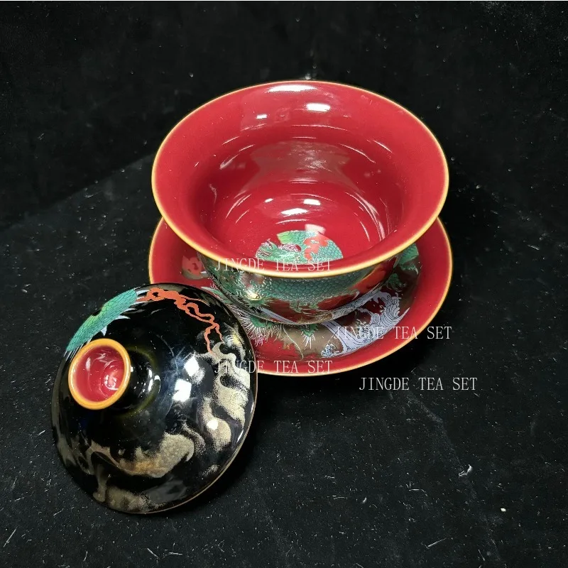 Enamel Color Three CAI Gaiwan Exquisite Ceramic Tea Bowl with Lid Cup Chinese Tea Set Gifts High Quality Tea Infuser