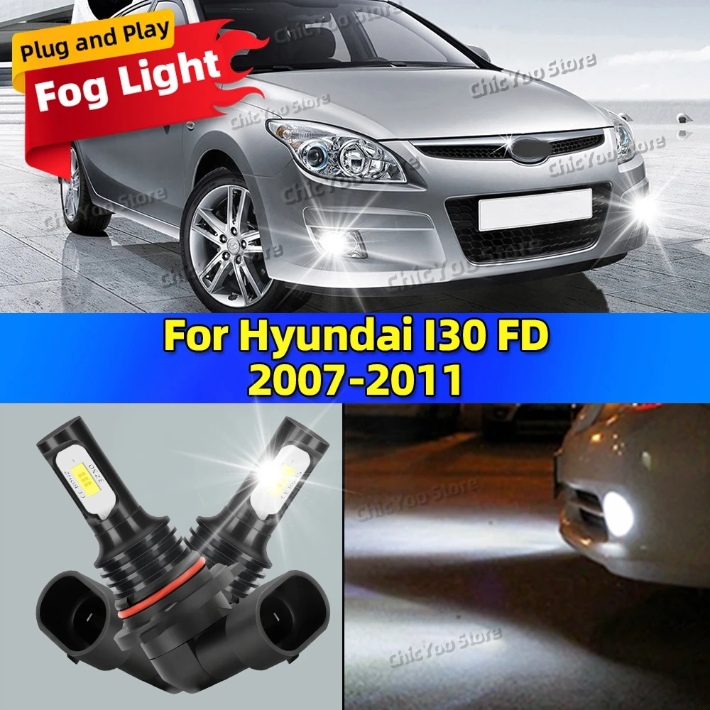 2pcs LED Bulbs Car Fog Light 6000K Anti-Glare Lamp For Hyundai I30 FD 2007 2008 2009 2010 2011 Night Driving Safety