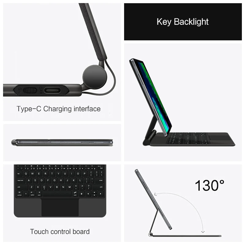 AJIUYU Magic Keyboard: Magnetic Smart Trackpad Case with Multilingual Layout