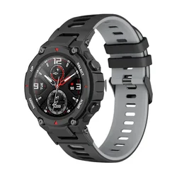 Premium Silicone Sports Strap for Smart Watches - Durable & Stylish Wristband Bracelet (Black gray)