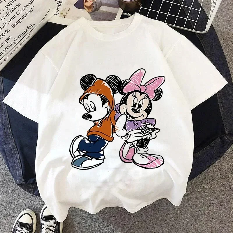 

Summer T Shirts Women Mickey Minnie Mouse Clothes T-Shirts Cartoons Kawaii Anime Top for Girl Tees Shirt Girls Clothes