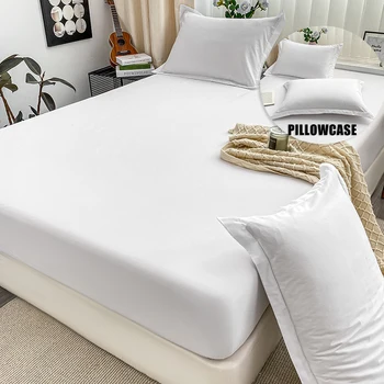 Solid Brushed Bed Sheet Set,Premium Fitted Sheet and Pillowcases,Soft Sateen Finish for Luxurious Comfort,Easy Care