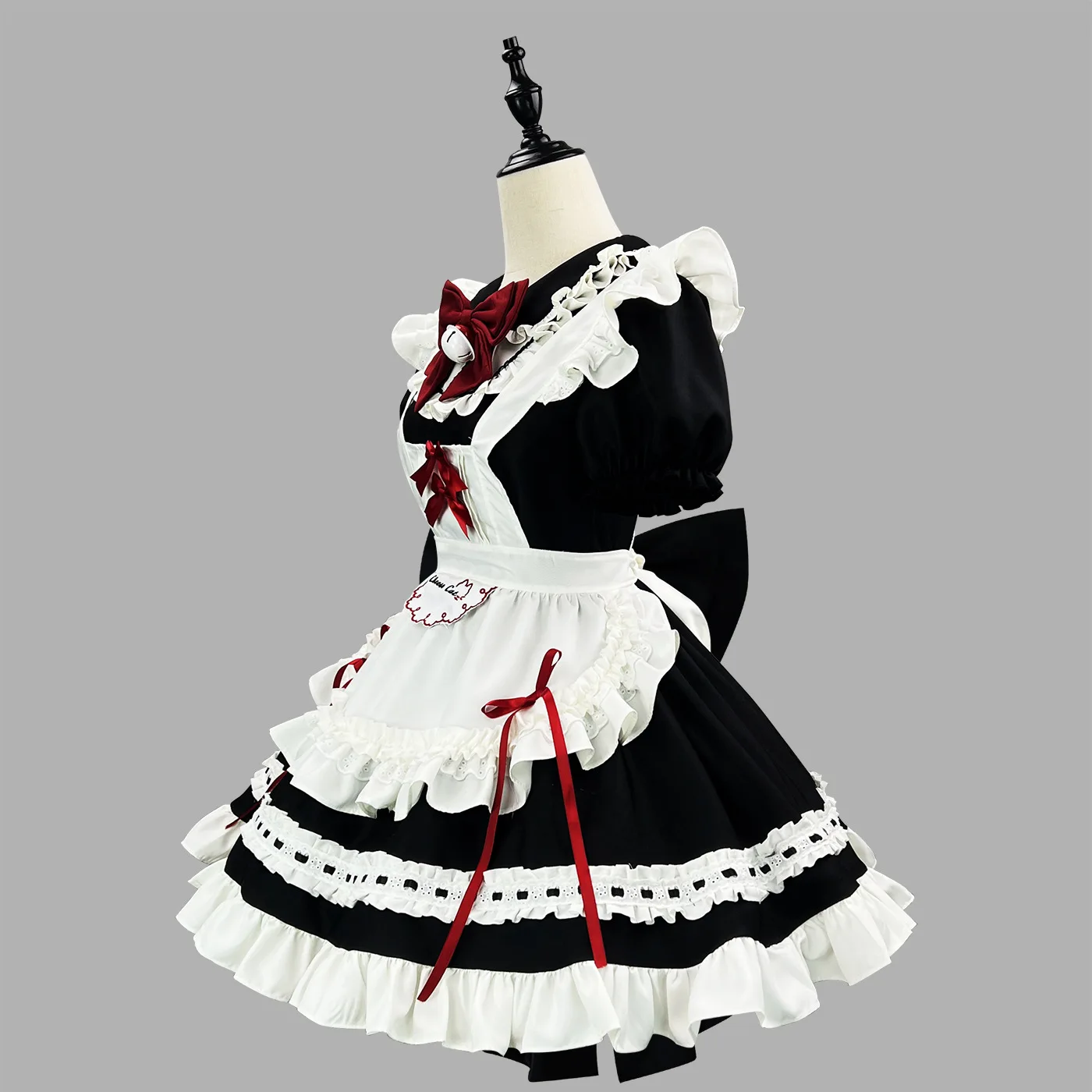Cosplay Maid Kostüm Black Lolita mit Schürze Kurzarm Kleid Carnival Comic-Con 4