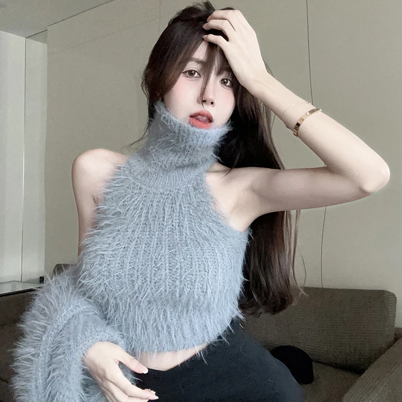 여성용 레트로 소프트 밍크 캐시미어 가디건 + 조끼 2 종 세트, 긴팔 슬림 니트 재킷 상의, 한국 스타일, 2024 겨울