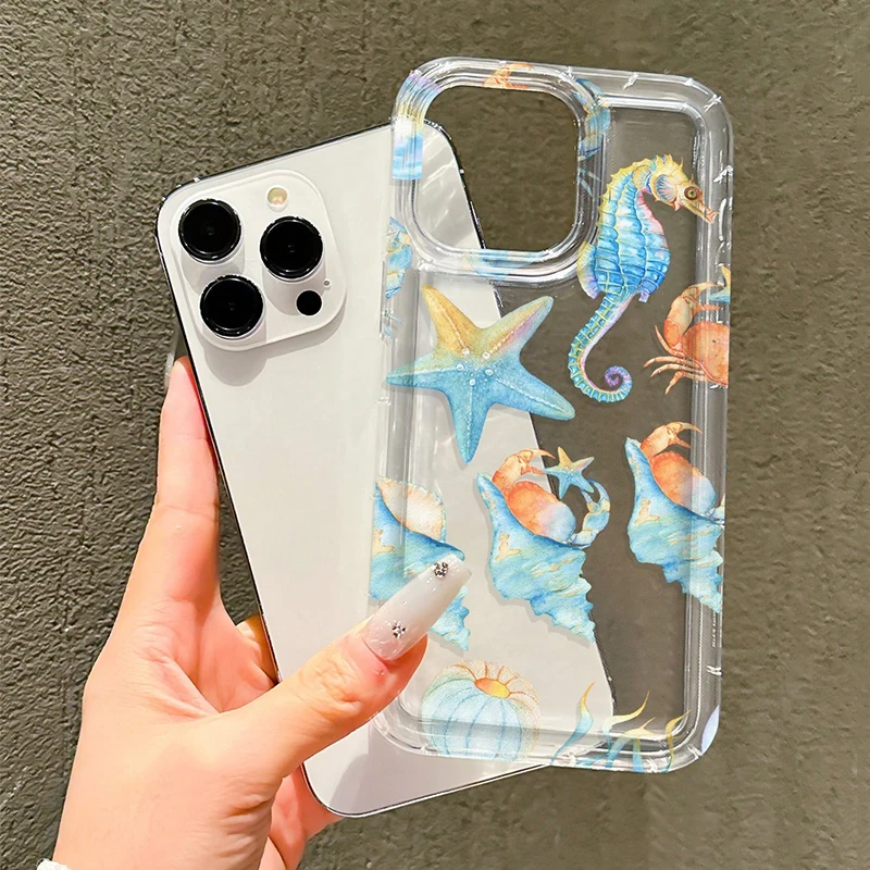 Tropical Flower Starfish and Shell Design Phone Case Cover