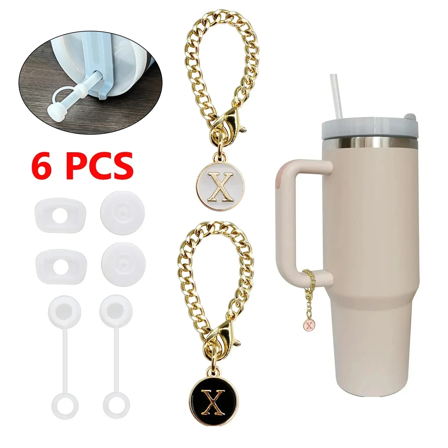 Accessori Con Ciondoli A Lettera Per Stanley Cup 2 Pezzi Nome Iniziale Id Ciondolo Con Manico Personalizzato Per Stanley Tumbler