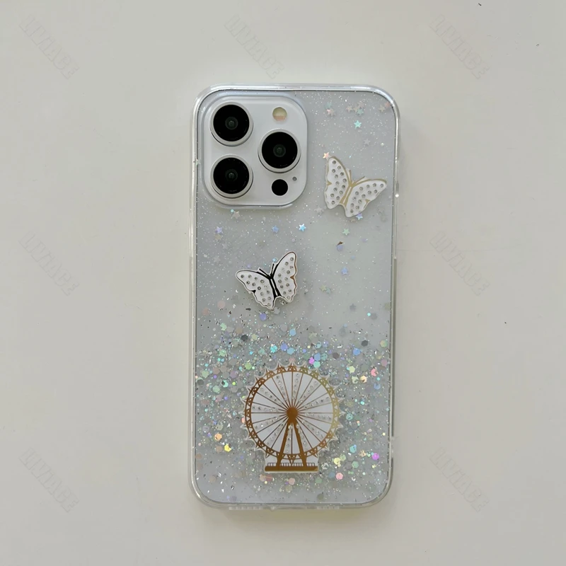 Coque de téléphone scintillante papillon Quicksand, étui pour Xiaomi Redmi Note 11 9 8 Max Plus 10 12 4G 5G 10S 9S 11S 12S 11E Pro_voghion.com