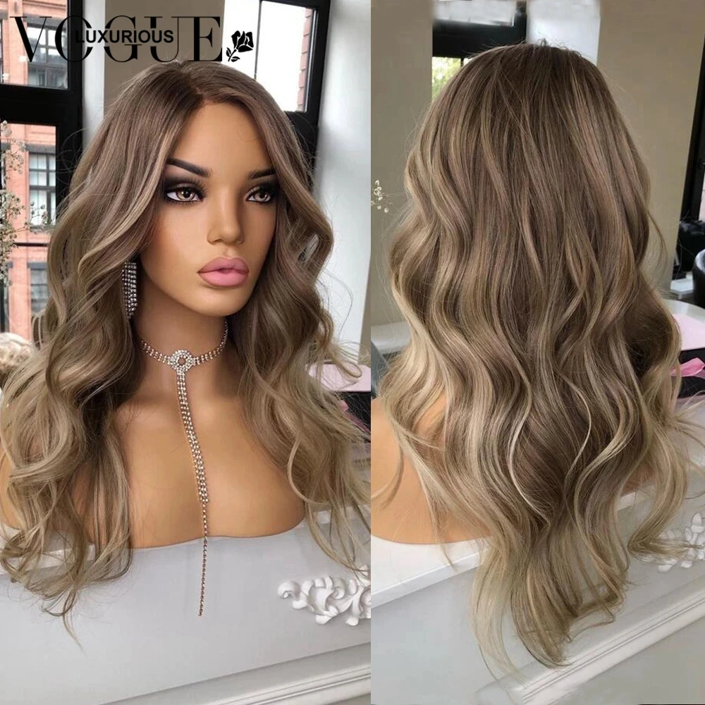 Perruque Lace Front Mélange Cheveux Humains - Demi Blonde/ash Marron/rose, Longueur 25 Pouces (63 Cm), Lisse - Neuf Avec étiquettes