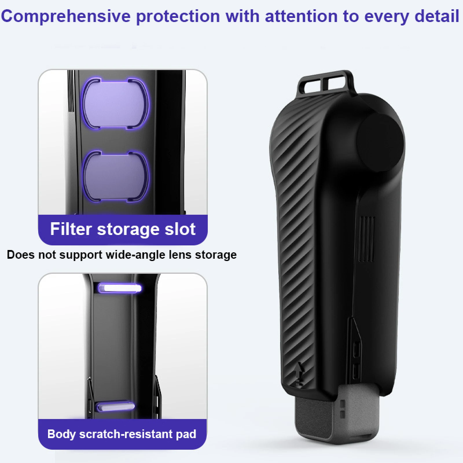 DJI Pocket 4용 ? 필터 슬롯이 내장된 풀 커버리지 보관 케이스, 긁힘 방지 패드, 경량 60g, 내마모성