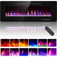 50” Recessed and Wall Mounted Fire Places Electric Fireplace with Remote Control, Toucn Screen 2