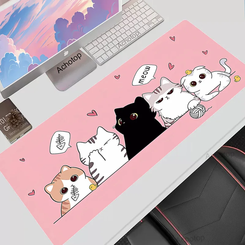 

Pink Cute Cat Mouse Pads Gaming Mousepad Gamer Mouse Mat Keyboard Mats Desk Pad Mousepads XXL 90x40cm For Computer Mause Pad Rug