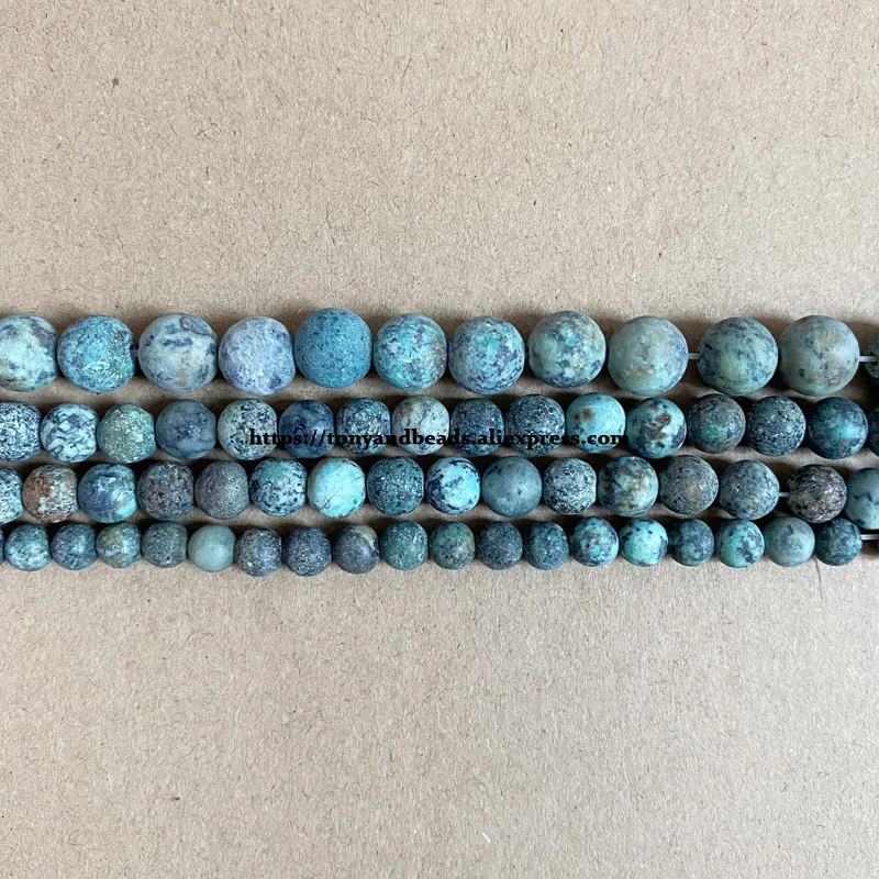 Perline sciolte rotonde in pietra turchese africana naturale di qualà B 15 strand 6 8 10 12MM scegli la dimensione per la creazione di gioielli fai da te  36