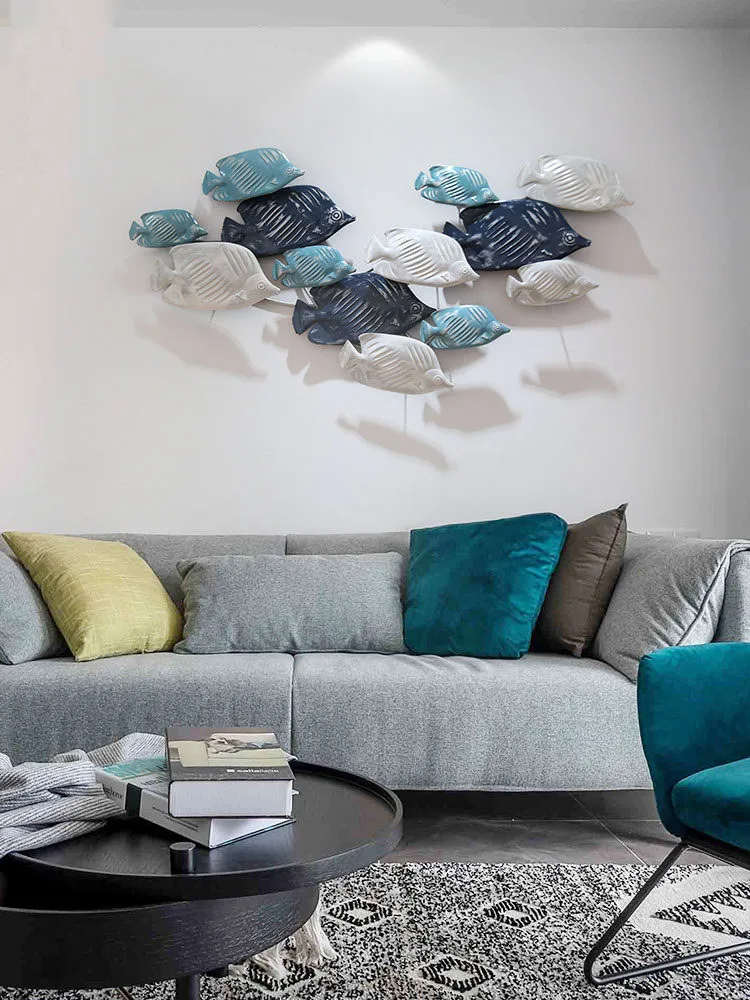 

Simple Modern Wrought Iron Fish Wall Hanging Decoration Home Livingroom Wall Mural Ornaments Hotel Office Wall Sticker Crafts