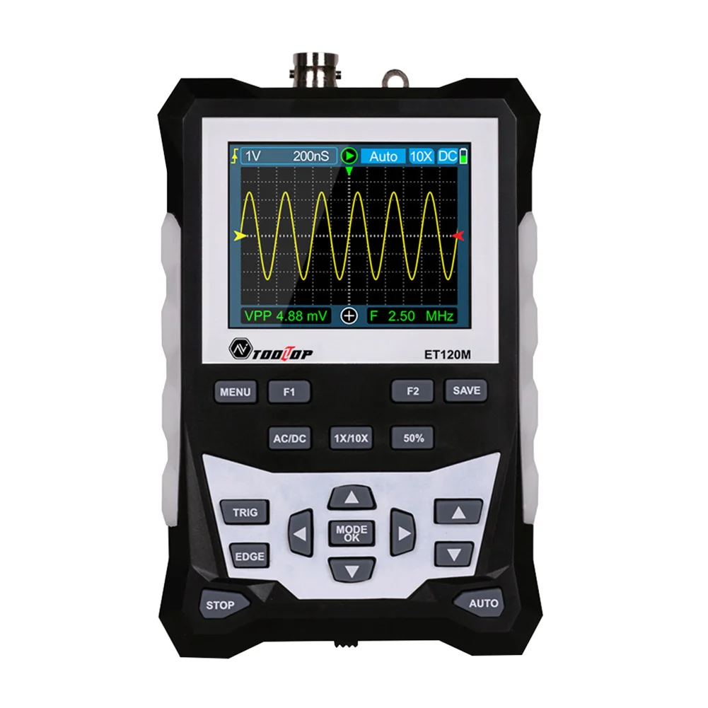 

ET120M Digital Oscilloscope 120MHz Bandwidth 500MSa/s Sampling Rate Handheld Analog Oscilloscope with Backlight Waveform Storage