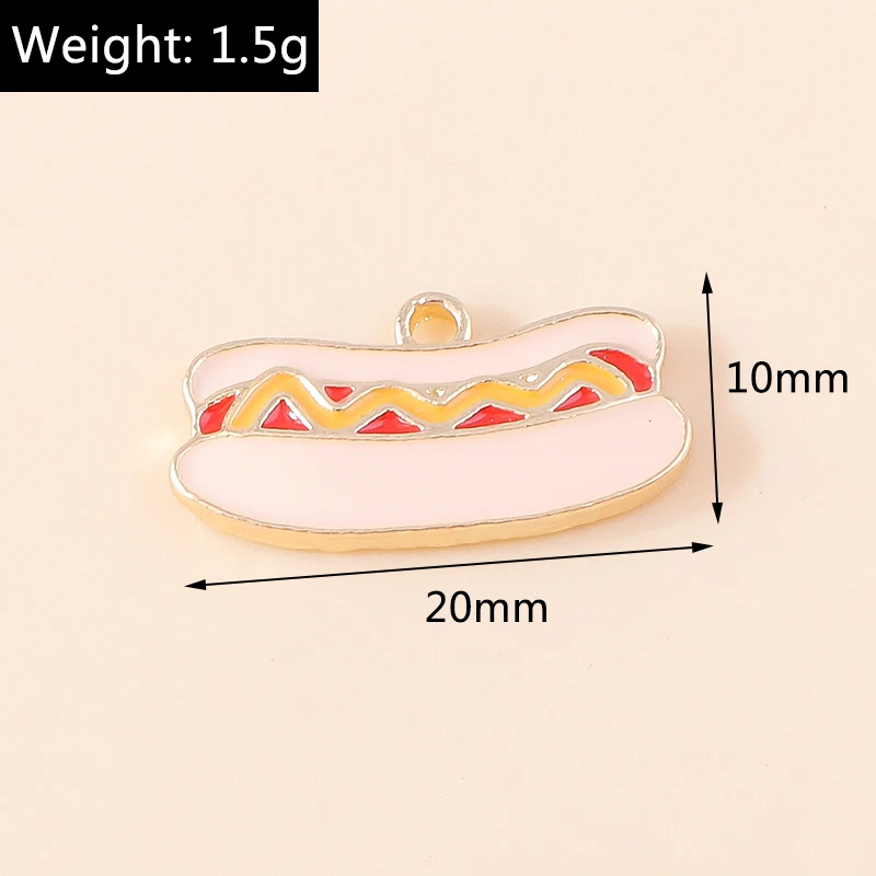 Duarte 20 Teile/los Nette Lebensmittel Charms Emaille Pizza Hamburger Charms Anhänger für Schmuck Machen Halsketten Ohrringe DIY Handwerk Versorgung – Detail 7