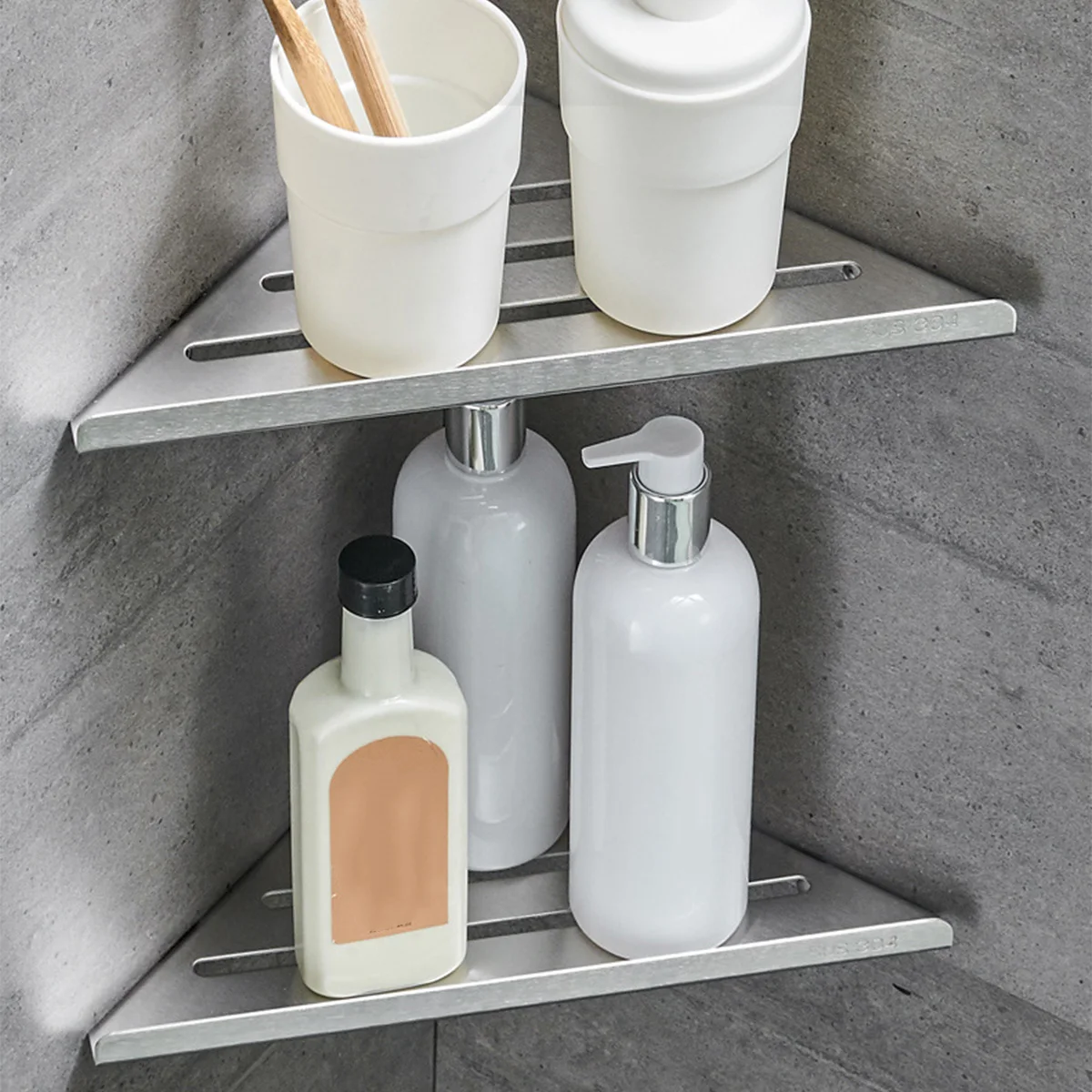 Bathroom Shelf Corner Shower Shelf No Drilling Heavy-Duty Hollow Shampoo Holder Shower Corner Rack Corner Organizer Storage